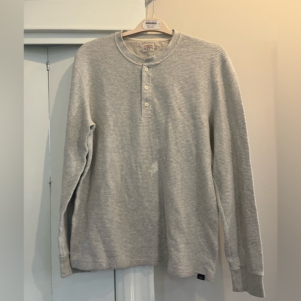 Faherty Surf Waffle Henley - Heather Grey
